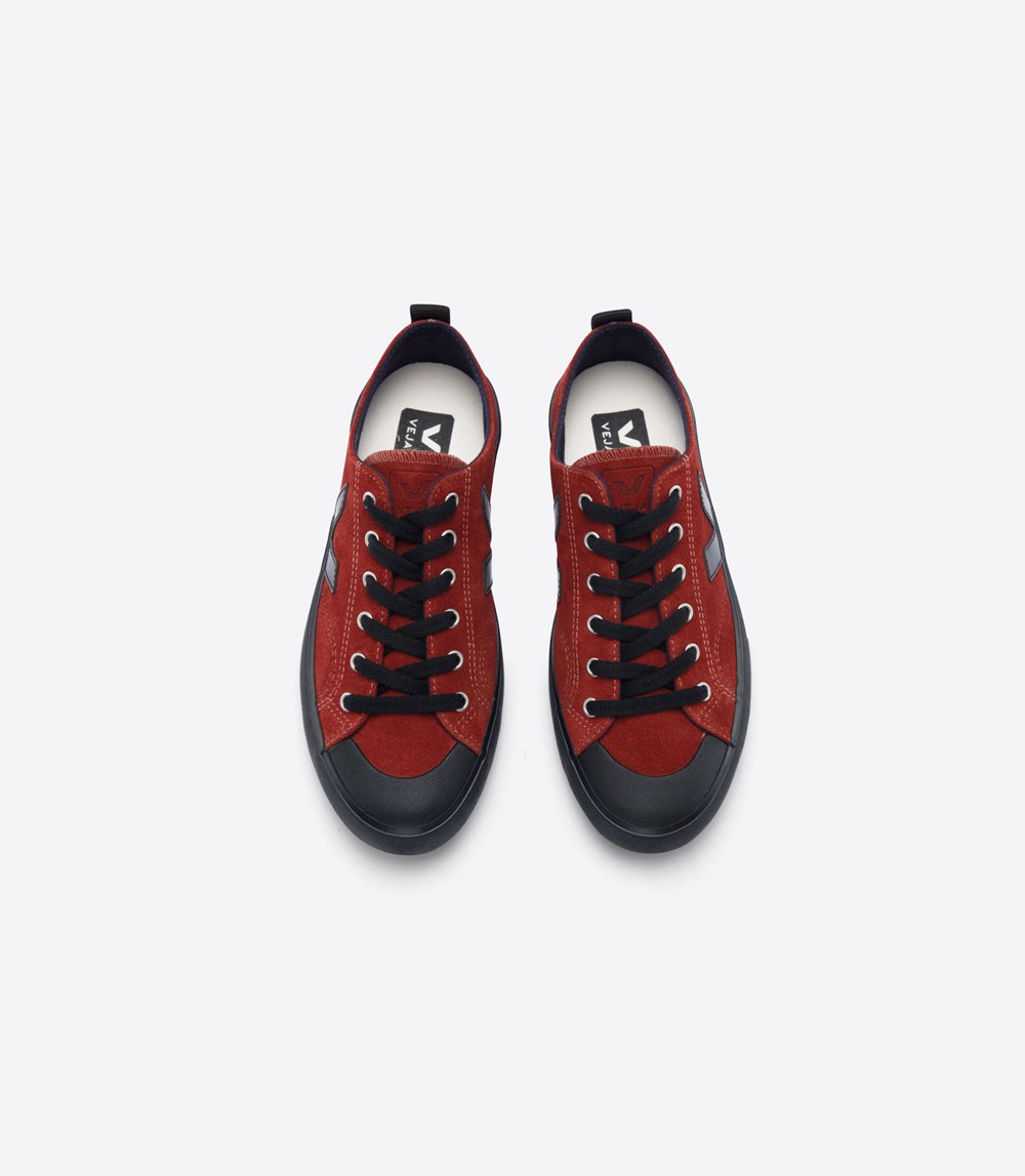 Tenis Veja Hombre - Nova Suede - Rojos/Negros - 459INEZJK